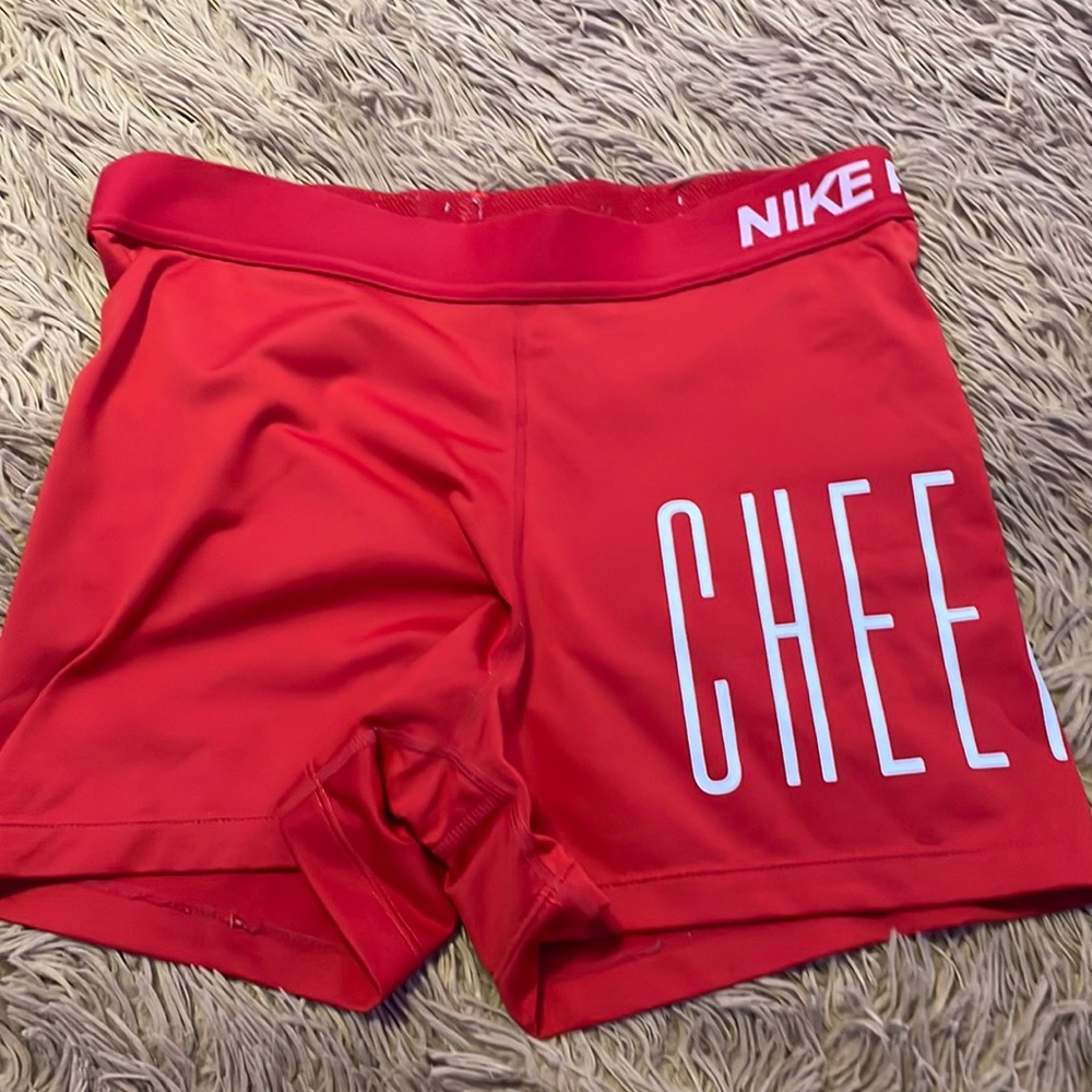 red nike pro cheer shorts